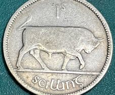 1928 Irish Free State Shilling & Farthing High-Grade EF/AU Rare Detail