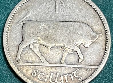 1928 Irish Free State Shilling & Farthing High-Grade EF/AU Rare Detail