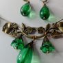 Art Deco Style Green Flora Bead Statement Necklace & Earrings Image 3