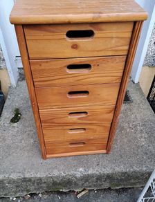 Pine shallow drawer unit/ tool storage/ 6 drawer