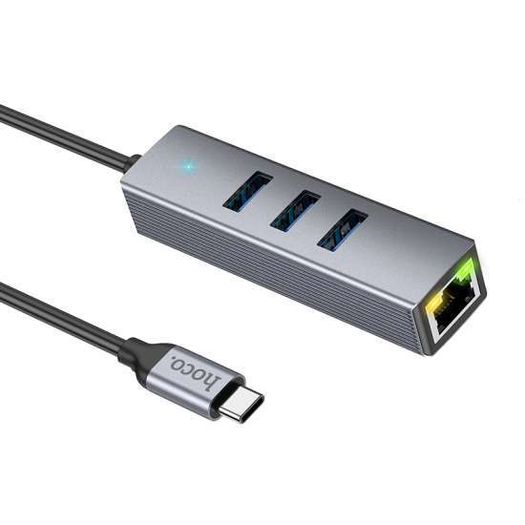 HOCO. Hub Type-C Gigabit Ethernet (USB to USB3.0 3 + RJ45) for data transfer