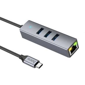 HOCO. Hub Type-C Gigabit Ethernet (USB to USB3.0 3 + RJ45) for data transfer