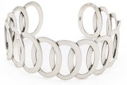 Sterling Silver Open Cuff Circle Link Bangle Bracelet