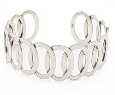 Sterling Silver Open Cuff Circle Link Bangle Bracelet
