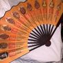 Vintage wooden hand fan- ornamental Chinese emperor design Image 6