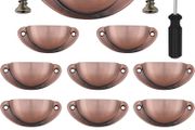 NEW SALE |  12 Pcs Vintage Half Moon Shell Cup Pull Handles for Cabinet Cupboard Door Dresser Wardrobe Drawer with Screws, 65mm Hole Centres, Brushed Copper