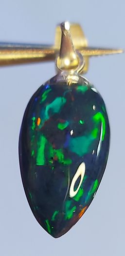 Ethiopian Black Opal Pendant 1.9 ct on 925 Silver