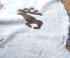 Sheepskin (Genuine) rug, Reindeer Motif