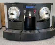 Nespresso Gemini 220 coffee machine and Belling mini fridge
