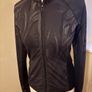 Abercrombie and Fitch Black Pattern Zip Up Top with mesh like fabric on underarm and sleeve - Size S Image 2