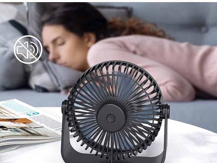 USB Desk Fan, 3 Speeds Adjustable Strong Wind Table Fan, 360 Degree Rotation Mini Personal Fan 6 Inches Portable Cooling Fan for Desktop Office Home Bedroom Car Outdoor Camping MULTIPLE COLOURS AVAILABLE (FREE POSTAGE)