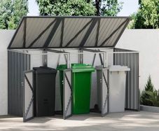 New 3 Wheelie Bin Metal Shelter Cover for 3 Bins