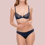 Noelle Wolf Mist Embroidery Balcony Bra navy silk size 32D Image 2