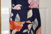 Navy Flower Print Peplum Dress - Size 12