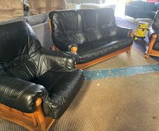 Dark green 3 seater sofa plus 2 matching chairs