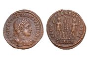 Constantius II Caesar follis 17mm, 2,7g Antioch  Soldiers Military standart