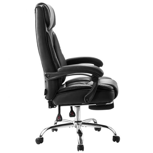 Executive Chair High Back Office Chair with Footrest and Lumbar Pillow Ergonomic Desk Chair 135 Recline & Adjustable Height, PU Leather Swivel Rolling Chair for Work Study Game Black