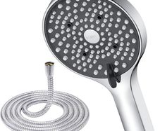 Shower Head and Hose 1.6M - 110mm Large Powerful Flow Shower Hose and Head High Pressure 6 Modes Pressure Boosting Handheld Showerhead for Low Water Pressure Electric Shower Head,Chrome