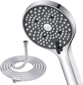 Shower Head and Hose 1.6M - 110mm Large Powerful Flow Shower Hose and Head High Pressure 6 Modes Pressure Boosting Handheld Showerhead for Low Water Pressure Electric Shower Head,Chrome