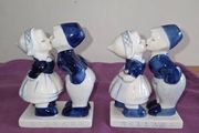 Pair of Delft Blue Kissing Couple Figures