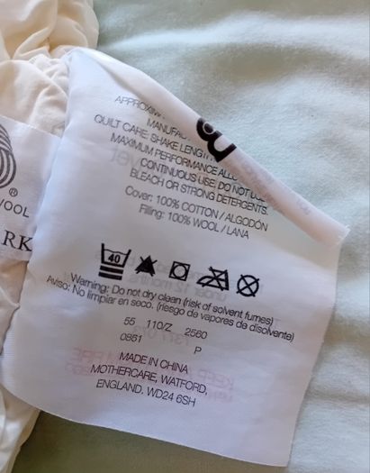 Mothercare Natural Wool Duvet and Pillow