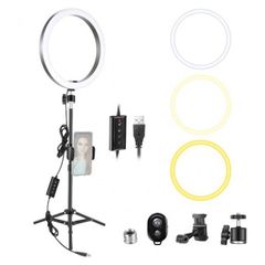 Neewer 10-inch LED Ring Light Kit with 32-inch Tripod Stand - Dimmable Studio Lighting for Photography, Video & Streaming