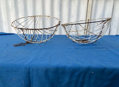 Pair of vintage wire hanging baskets