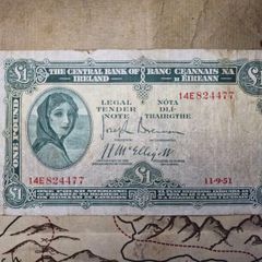 1 Pound Lady Lavery 11/9/51 IRISH NOTE