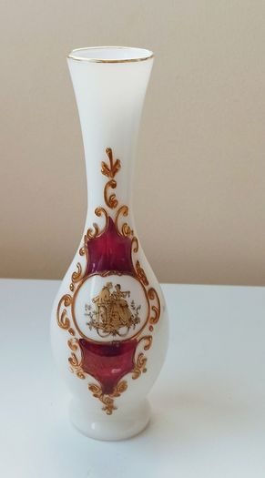 Vintage French style Opaline Glass Vase  height 25.5cm