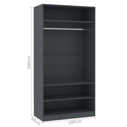 Wardrobe Grey 100x50x200 cm Chipboard