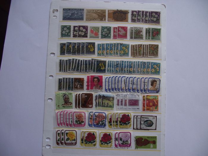 The collection of old stamps from New Zealand on stock cards (from Queen Victoria up to 1980s)