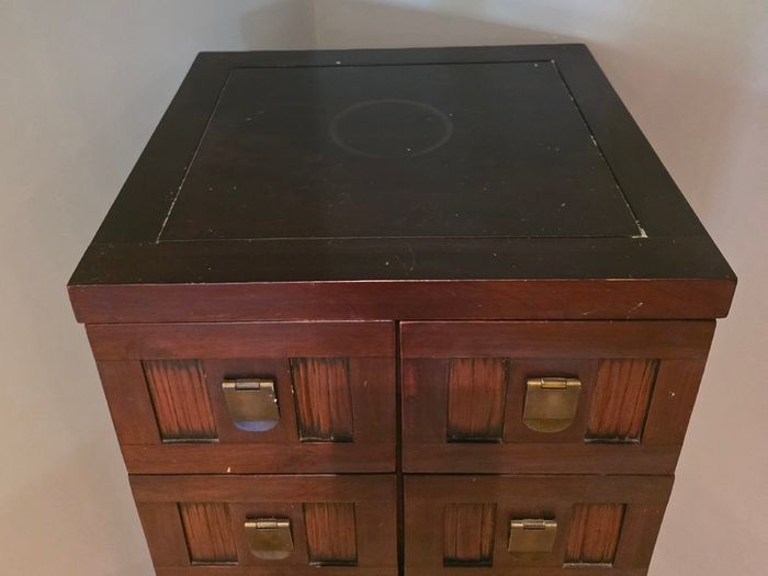 Solid Dark Wood Tallboy / Chest of Drawers - Asian Inspired