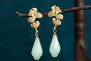 Mint Green Pearl Statement Drop Matte Gold Earrings