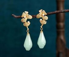 Mint Green Pearl Statement Drop Matte Gold Earrings