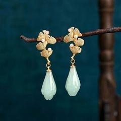 Mint Green Pearl Statement Drop Matte Gold Earrings