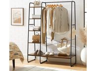main image for ad Clothes rack with 5 levels clothes rack, coat rack, 5 levels, 45 x 120 x 160 cm, wardrobe with shoe rack, clothes rail, open wardrobe, 6 hooks, industrial design, vintage brown-black