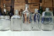 475 - Set of 5 Vintage Clear Glass Cork Screw Top Collectible Decorative Bottles