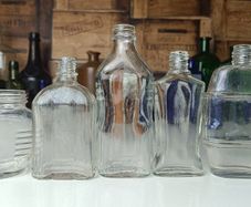 475 - Set of 5 Vintage Clear Glass Cork Screw Top Collectible Decorative Bottles