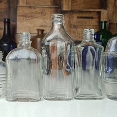 475 - Set of 5 Vintage Clear Glass Cork Screw Top Collectible Decorative Bottles