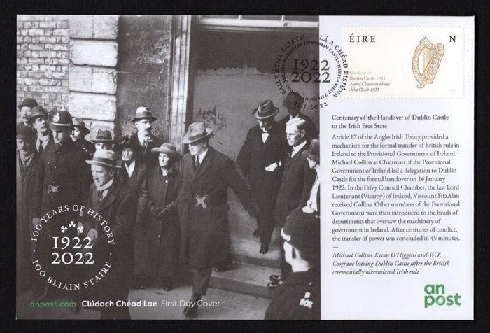 2022 Ireland 100 Years of History Commemorative Stamp An Post First Day Covers (3) (FDC)