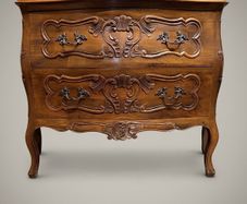 Mid 20th Century Italian Walnut Bombe Chest of Drawers