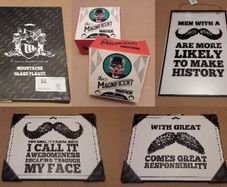 Moustache Themed Gift Collection including Pub Coasters and Plaques (All Brand New)