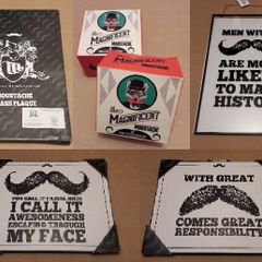 Moustache Themed Gift Collection including Pub Coasters and Plaques (All Brand New)