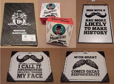 Moustache Themed Gift Collection including Pub Coasters and Plaques (All Brand New)