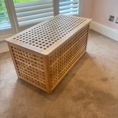 Storage box, blanket box, table.