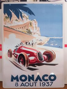 Metal sign Monaco car racing 8 Aout 1937