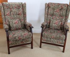 Solid Wood and Fabric Armchairs