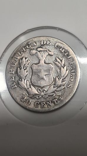 1880 Chile silver 20 cent