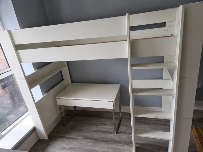 High sleeper single bed with desk