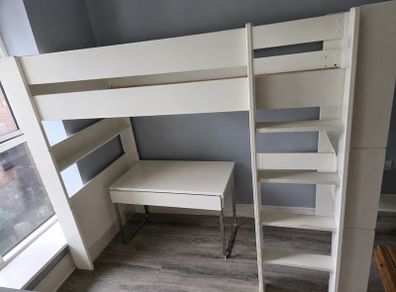 High sleeper single bed with desk